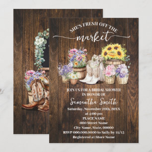 Western She's Fresh Off the Market Bridal Shower Invitation
