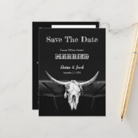 Western Skull Rustic Black And White Save The Date