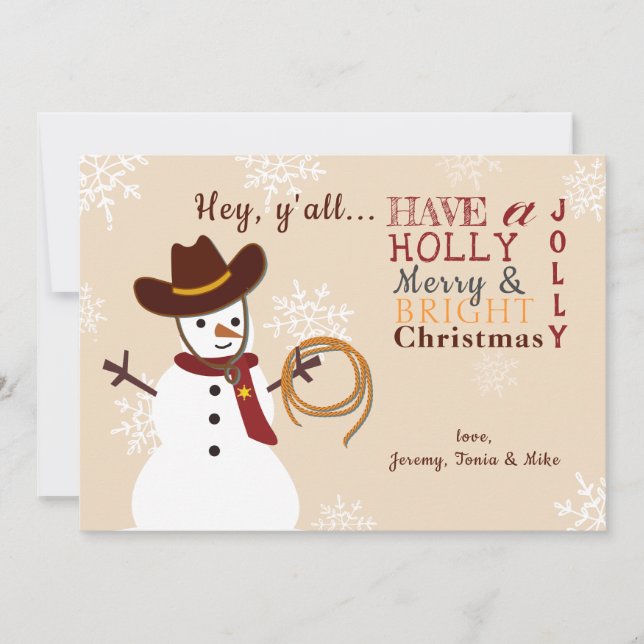 Western Snowman Holiday Card (Front)