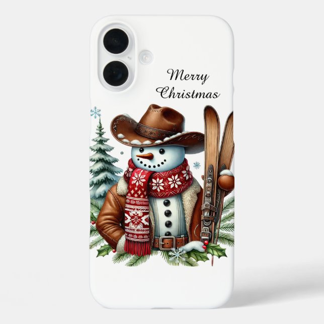 Western snowman Holiday customisable  Case-Mate iPhone Case (Back)