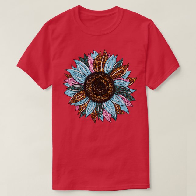 Western Southern Country Leopard Tie Dye Sunflower T-Shirt (Design Front)