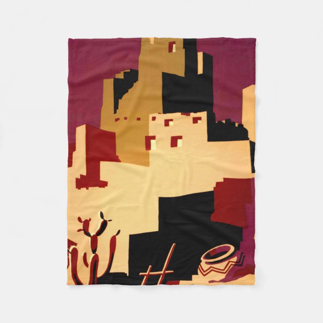 Western Southwest Pueblo WPA National Fleece Blanket (Front)