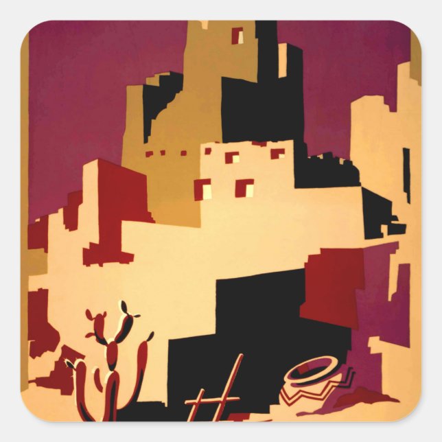 Western Southwest Pueblo WPA National Square Sticker (Front)