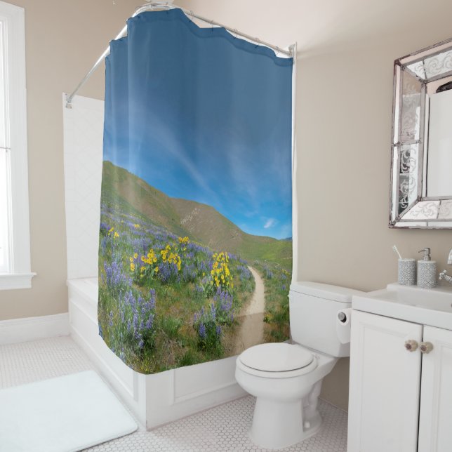 Western Spring Bloom Shower Curtain (In Situ)