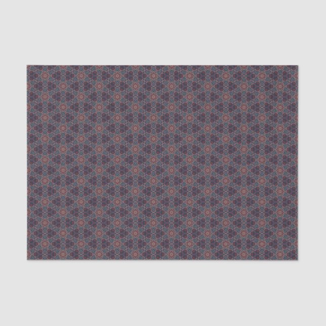 Western Starburst Navy Burgundy Tooled Leather Tissue Paper (Front)
