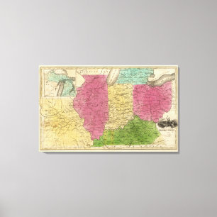 Western States with inset map of Upper Michigan Canvas Print
