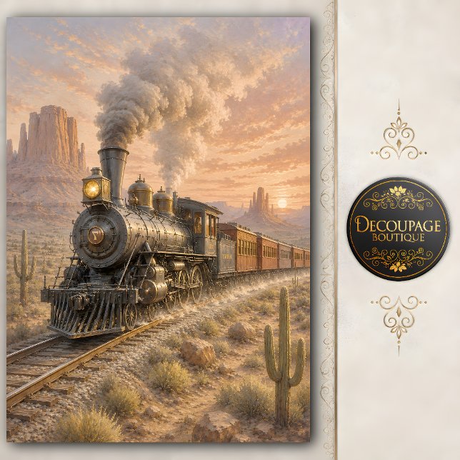 Western Steam Train Decoupage Tissue Paper (Western Steam Train Decoupage Tissue Paper)