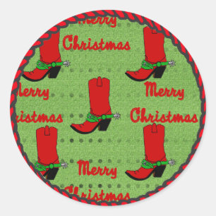 Western Sticker Christmas Cowboy Boots