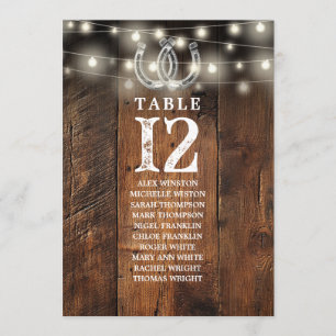 Western String Lights Table Number Seating Chart