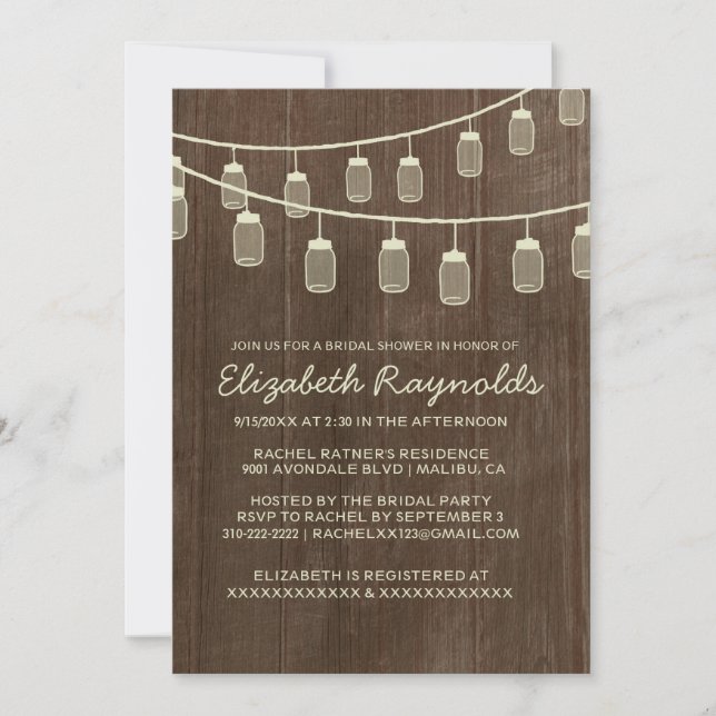Western String of Lights Bridal Shower Invitations (Front)