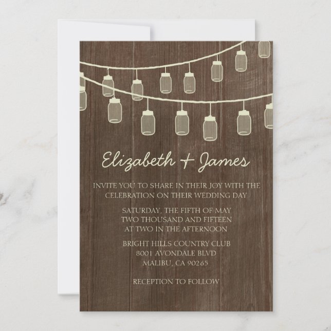 Western String of Lights Wedding Invitations (Front)