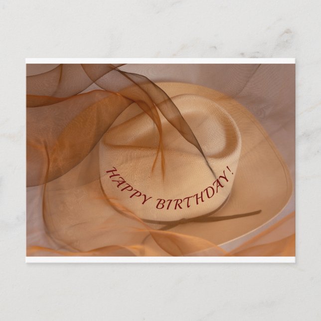 Western Style Cowboy hat with straw brim Postcard (Front)