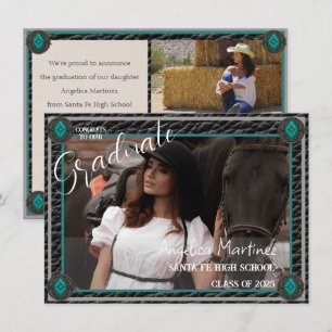 Western Style Cowgirl Photo Flat Announcement Card