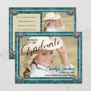 Western Style Cowgirl Photo Grad Announcement Card
