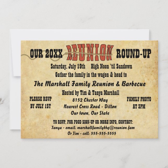 Western Style Faux Aged Parchment Reunion Invitation (Front)