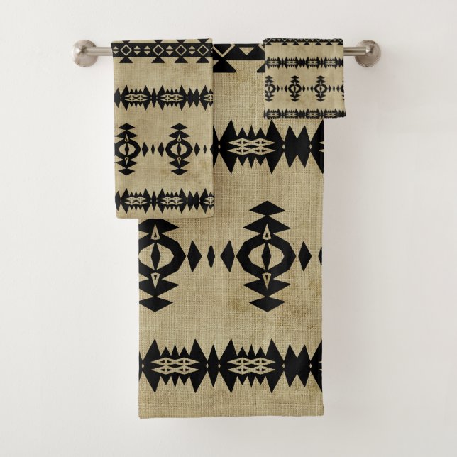 Western Style Geo Pattern  Bath Towel Set (Insitu)