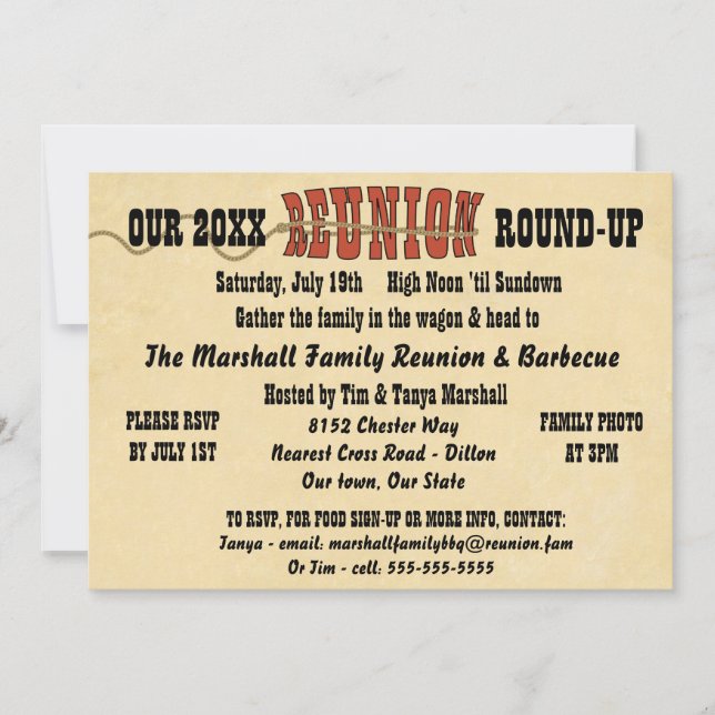 Western Style Reunion Invitation (Front)