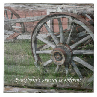 Western Style Rustic Wagon Wheel Ceramic Tile
