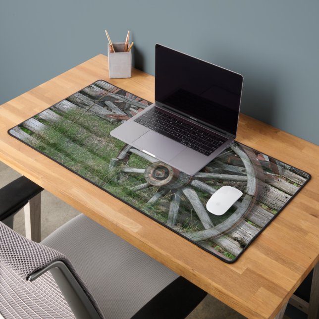 Western Style Rustic Wagon Wheel Desk Mat (Office 2)
