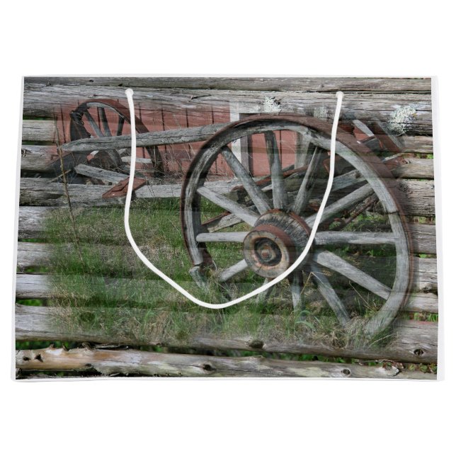 Western Style Rustic Wagon Wheel Gift Bag (Front)
