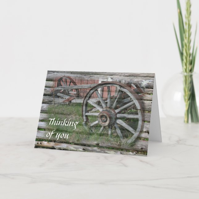 Western Style Rustic Wagon Wheel Greeting Card (Front)