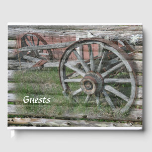Western Style Rustic Wagon Wheel Guest Book