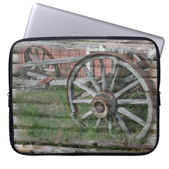 Western Style Rustic Wagon Wheel Laptop Sleeve (Front)