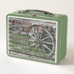 Western Style Rustic Wagon Wheel Lunch Box