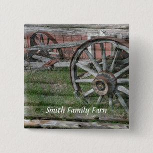 Western Style Rustic Wagon Wheel Pin Button