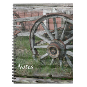 Western Style Rustic Wagon Wheel Spiral Notebook