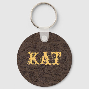 Western Style Tool Leather Print Keychain