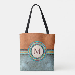 Western Style Turquoise & Orange Tote Bag