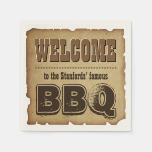 Western Style Welcome to our BBQ (customisable) Napkin