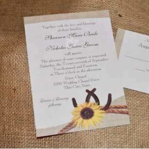 Western Sunflower and Horseshoes Invitation