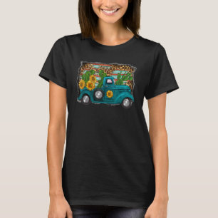 Western Sunflower Truck Country Leopard farm T-Shirt
