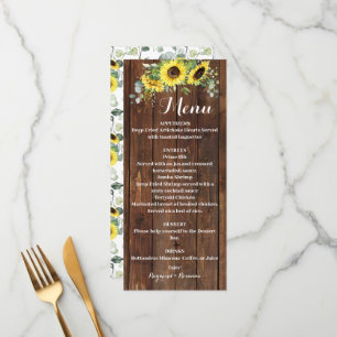 Western Sunflowers Greenery Wedding Bridal Shower Menu
