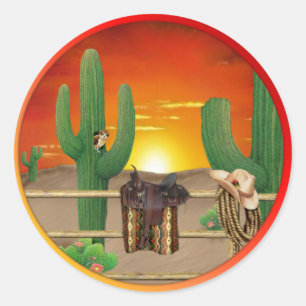 Western Sunrise Classic Round Sticker