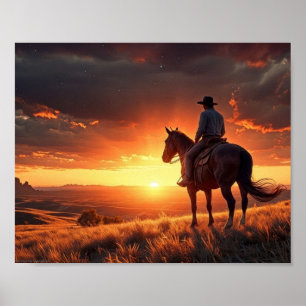 Western Sunset (8 x 10) Poster