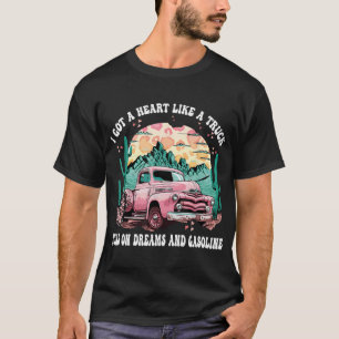 Western Sunset I Got A Heart Like A Truck Cowgirl  T-Shirt