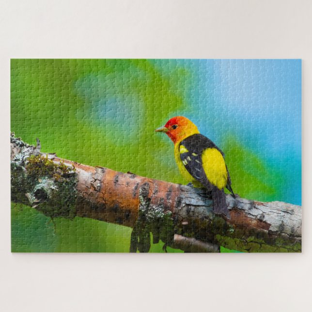 Western Tanager Super Challenging Bird Lover Jigsaw Puzzle (Horizontal)