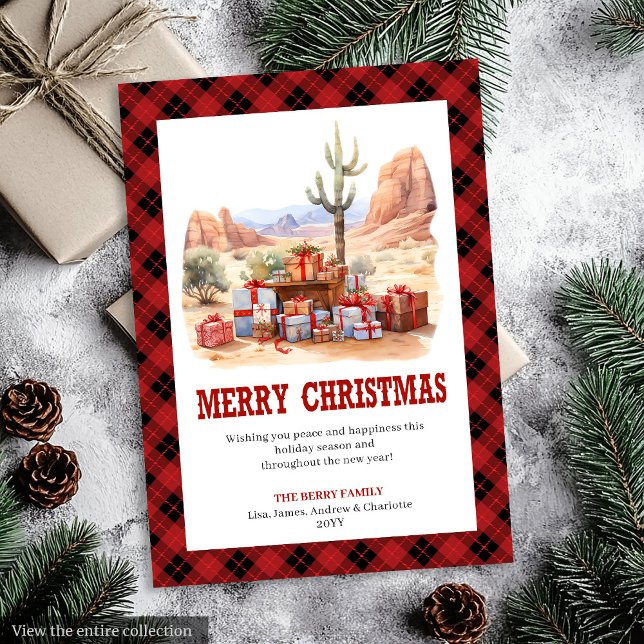 Western Tartan Plaid Rustic Christmas Card (Western Tartan Plaid Rustic Christmas Card)