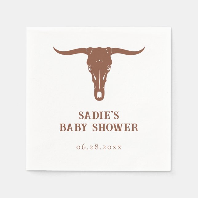 Western Terracotta Cowboy Baby Shower Napkins (Front)