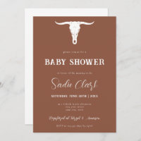 Western Terracotta Longhorn Baby Shower Invitation