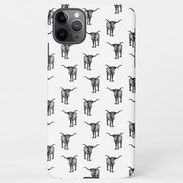 Western Texas Longhorn Bull CUSTOM COLOR iPhone Case (Back)