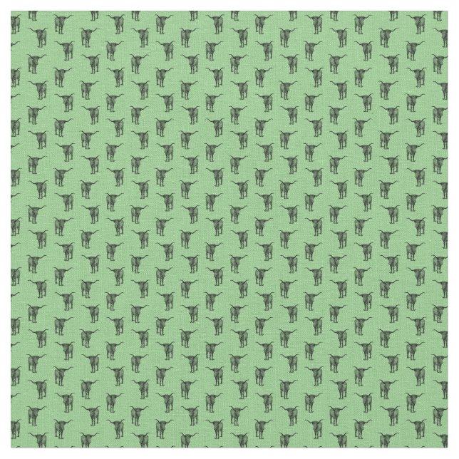 Western Texas Longhorn Bull Pattern CUSTOM COLOR Fabric (Close Up)