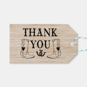 Western Thank You Wood Cowboy Boot Country Wedding Gift Tags