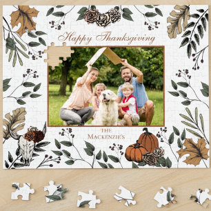 Western Thanksgiving Fall Harvest Family Photo Jigsaw Puzzle