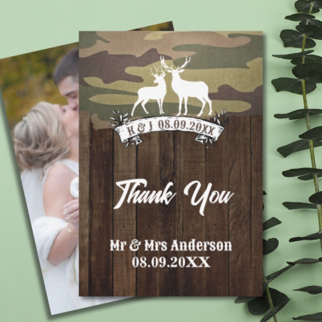 Western The Hunt Is Over Wedding Photo Thank You Card (Western The Hunt Is Over Wedding Photo Thank You Card)