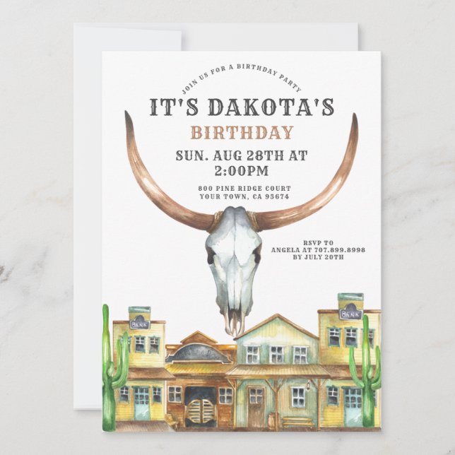 Western Theme Cowboy Cowgirl Birthday Party  Invitation (Front)