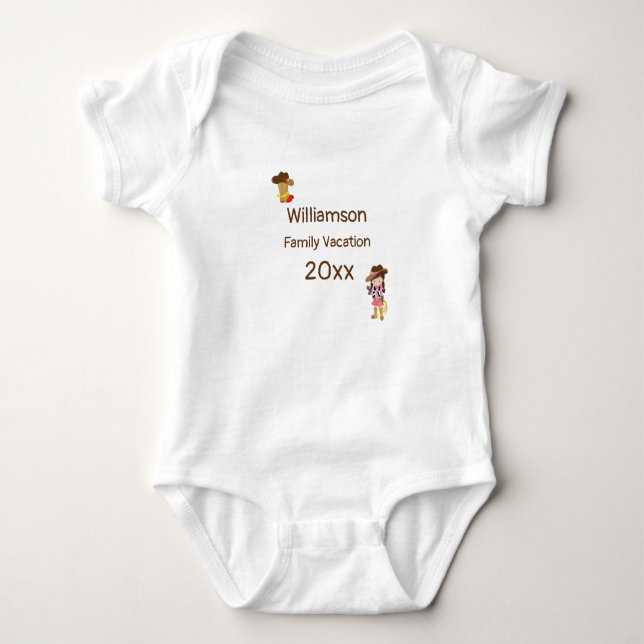 Western Theme Cowboy Family Vacation Personalised  Baby Bodysuit (Front)